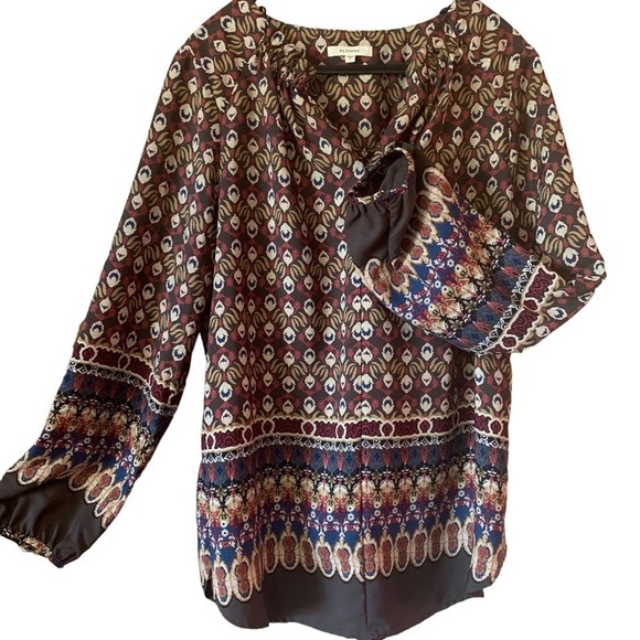 Pleione Women’s Small Mocha Mouse Brown inspired Peasant Boho Blouse - Picture 1 of 9